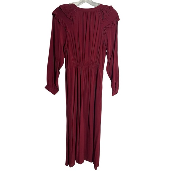 ba&sh Burgundy Ruffle Long Sleeve Dress - Picture 4 of 5